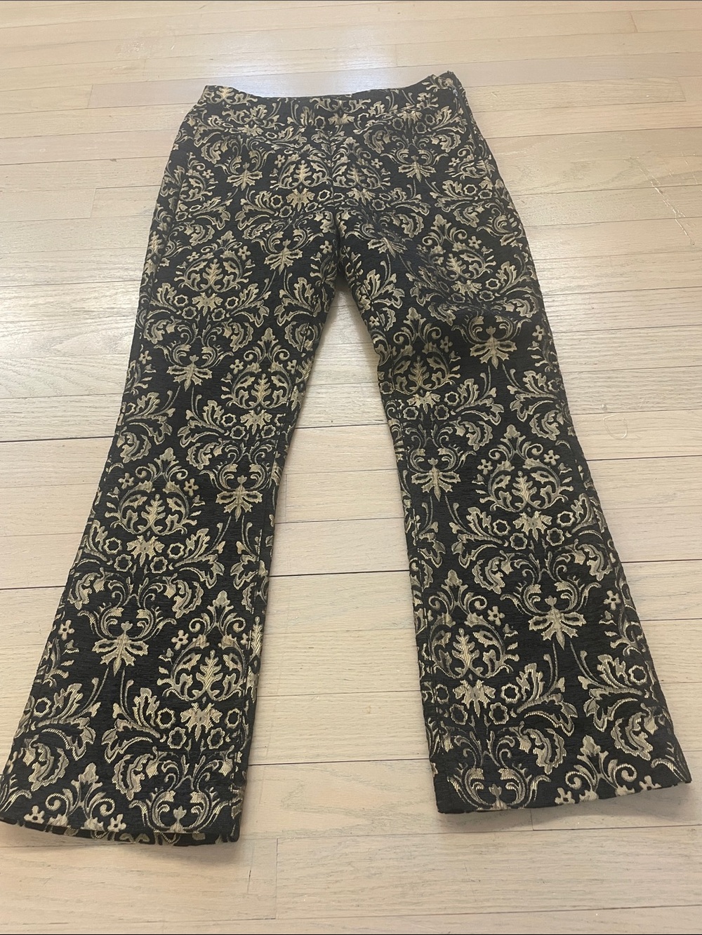 Urban Outfitters Black & Gold Damask Flare Jeans - Wide Leg